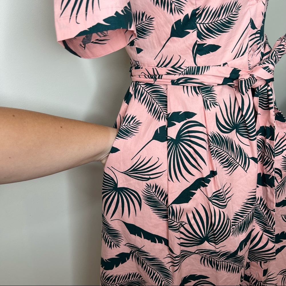 Boden Pink Palm-Print Shirt Dress - Picture 6 of 10